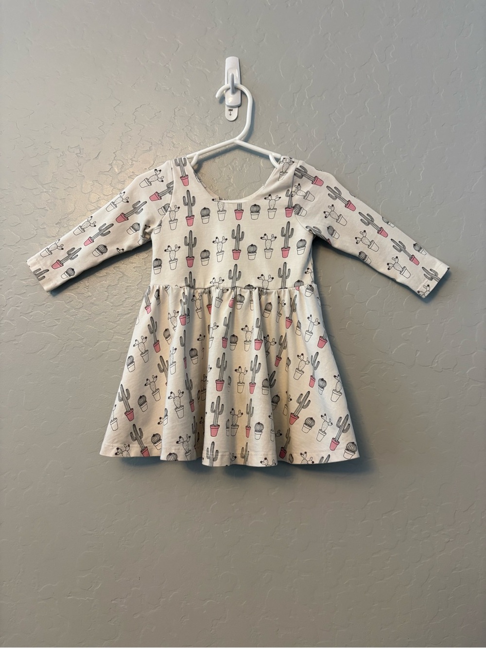 Monica + Andy white black pink cactus print let's dance dress size 12-18 months
